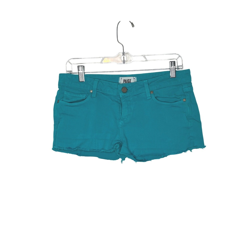 Paige Denim Jimmy Jimmy Cut Off Short Teal Aqua Size 26 Boho Festival Summer‎